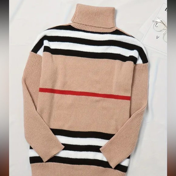 NWT Striped Turtle Neck Knitted Sweater - Picture 2 of 6